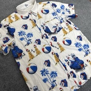 Miller Lite Beer Christmas Shirt Mens XL Button Front Short Sleeve‎ Beach Ball